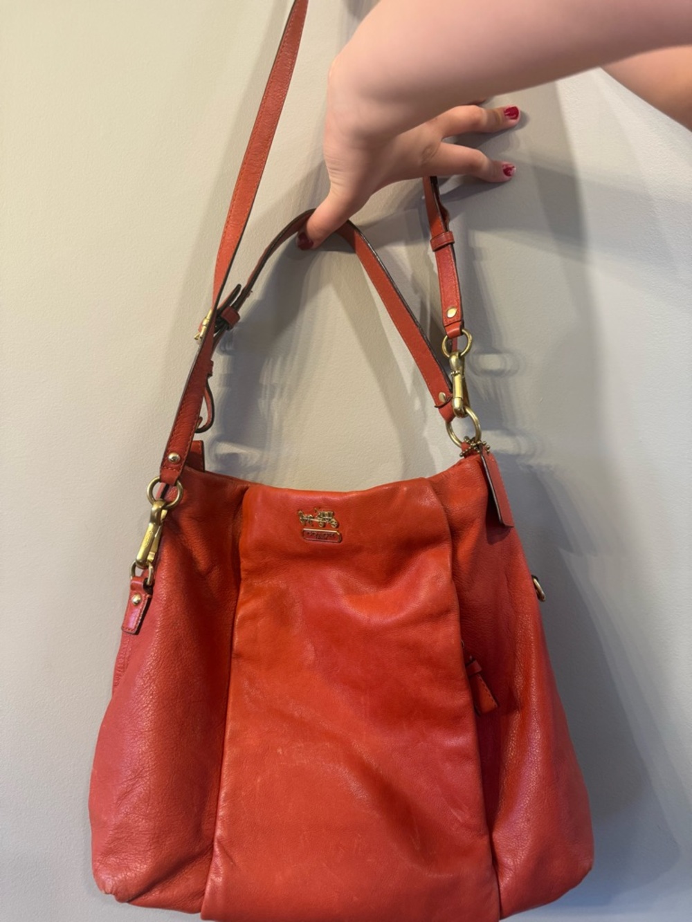 Coach Pebbled Leather Hobo Bag in Orange